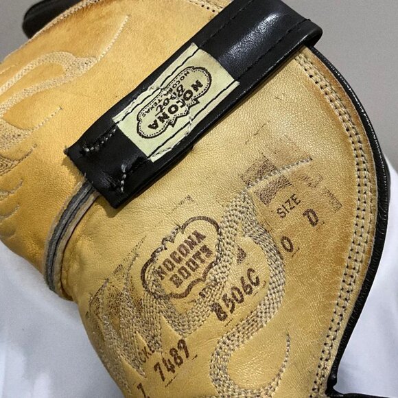 NOCONA Cowboy Boots Black Leather & grey western embroidery EUC Men's Size 10 D - Picture 7 of 8